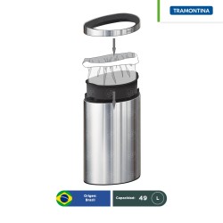Bote de basura acero inoxidable tipo D Tramontina 49 L