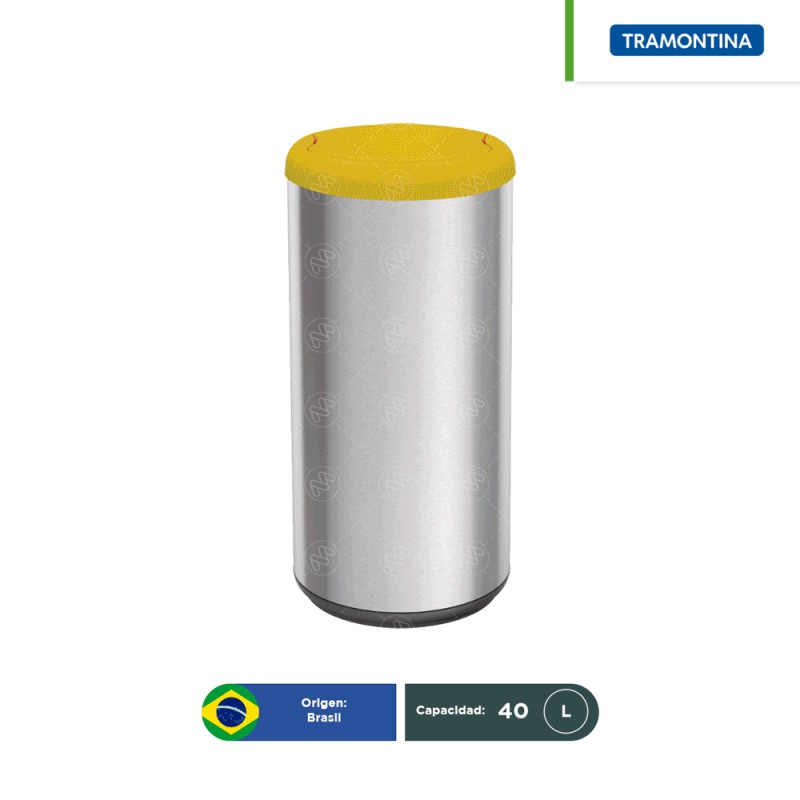 Bote de basura acero inoxidable tapa vaivén Tramontina 40 L