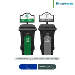 Estación ecológica modular contenedores con 2 ruedas Plastik Gogic 120 L
