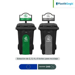 Estación ecológica modular contenedores con 2 ruedas Plastik Gogic 240 L