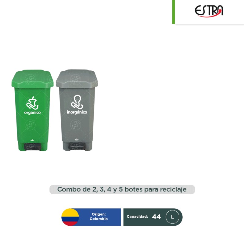 Combo ecológico Estrabins botes con pedal 44 L