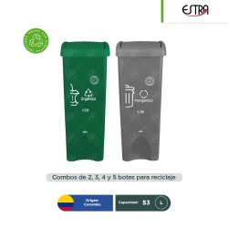 Combo ecológico Estra MR botes tapa vaivén 53 L