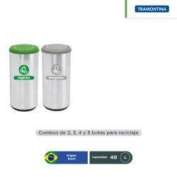 Combo ecológico acero inoxidable tapa vaivén Tramontina 40 L