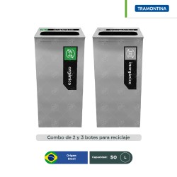 Combo ecológico acero inoxidable tapa perforada Square Tramontina 50 L
