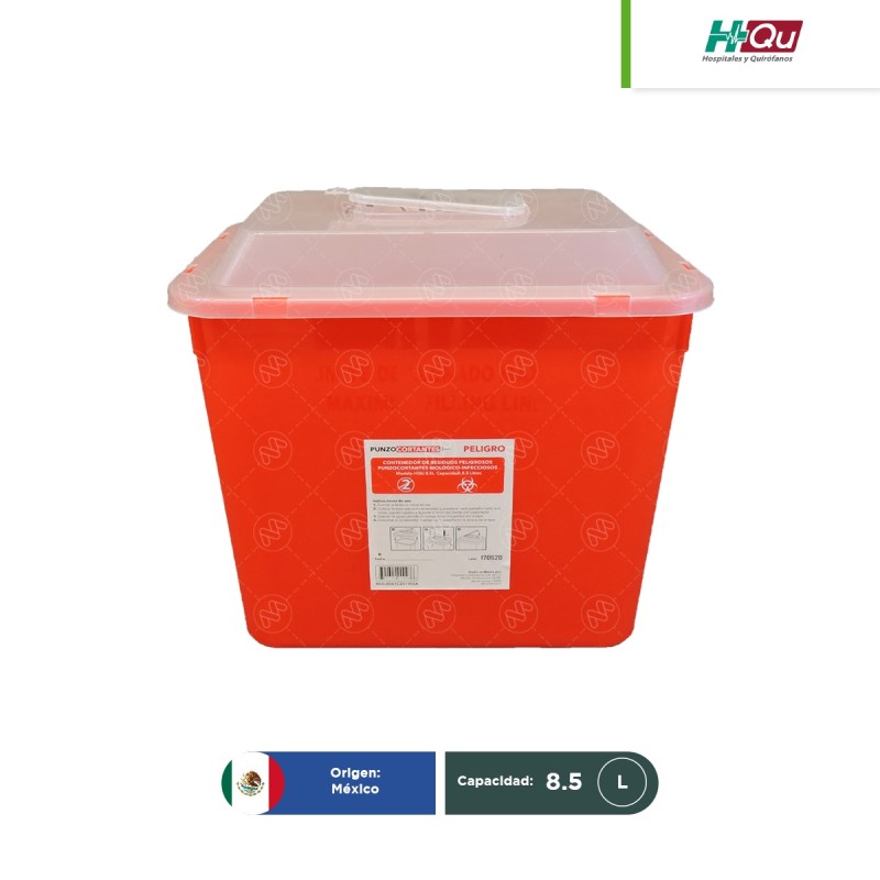 Contenedor rojo para punzocortantes 8.5 L