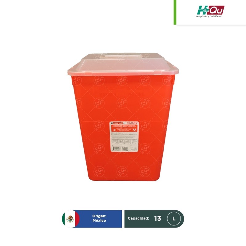 Contenedor rojo para punzocortantes 13 L
