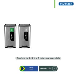 Combo ecológico acero inoxidable con pedal Octos Tramontina 15 L