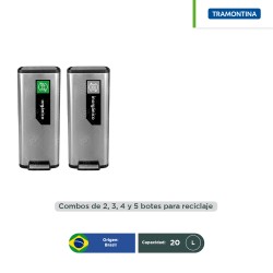 Combo ecológico acero inoxidable con pedal Octos Tramontina 20 L