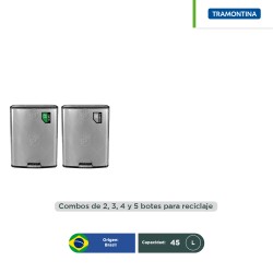 Combo ecológico acero inoxidable con pedal Octos Tramontina 45 L