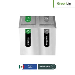 Basurero de acero inoxidable tapa campana doble Greenbin 140 L