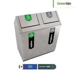 Basurero de acero inoxidable tapa campana doble Greenbin 140 L