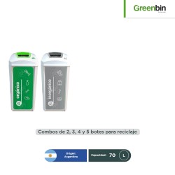 Combo Ecológico Bote de basura tapa perforada Greenbin 70 L