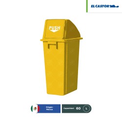 Bote de basura Tapa Retractil/Push El Castor 60 L