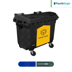 Contenedor con 4 ruedas con identificadores gubernamentales Plastik Gogic 660 L