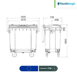 Contenedor con 4 ruedas Gris Oscuro Plastik Gogic 770 L