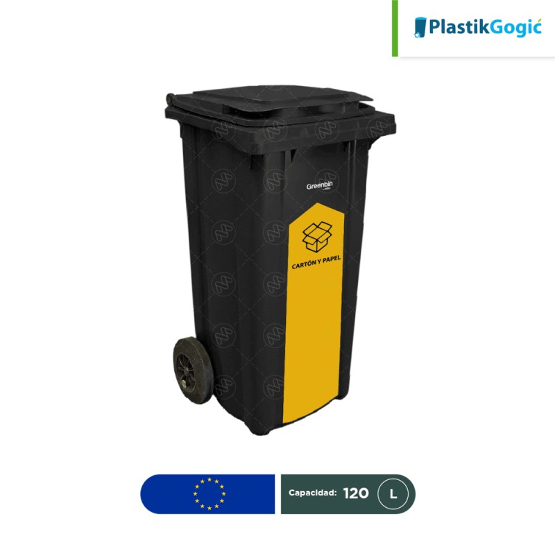 Contenedor con 2 ruedas con identificadores gubernamentales Plastik Gogic 120 L