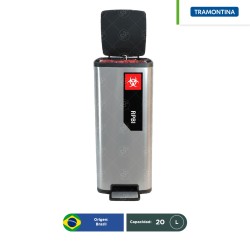 Combo bote de basura acero inoxidable con pedal Octos Tramontina RPBI 20 L + paquete con 100 bolsas RPBI