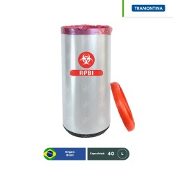 Combo bote de basura acero inoxidable tapa vaivén Tramontina RPBI 40 L + paquete con 100 bolsas RPBI