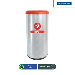 Combo bote de basura acero inoxidable tapa vaivén Tramontina RPBI 40 L + paquete con 100 bolsas RPBI