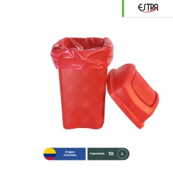 Combo bote de basura tapa vaivén Estra RPBI 10 L + paquete con 100 bolsas RPBI