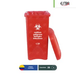 Combo bote de basura tapa vaivén Estra RPBI 35 L + paquete con 100 bolsas RPBI