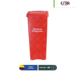 Combo bote de basura tapa vaivén Estra RPBI 53 L + paquete con 100 bolsas RPBI