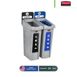 Estación de reciclaje 2 divisiones Slim Jim Rubbermaid 23 Gal