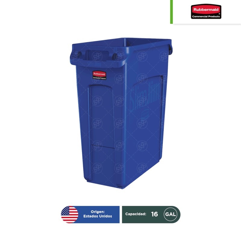 Contenedor Slim Jim sin tapa Rubbermaid 16 Gal
