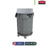 Contenedor Brute 32 Gal con tapa embudo o conica y base con ruedas Dolly de Rubbermaid