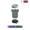 Contenedor Brute 32 Gal con tapa embudo o conica y base con ruedas Dolly de Rubbermaid