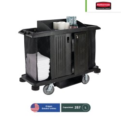 Carro de limpieza de tamaño completo ejecutivo con puertas de Rubbermaid