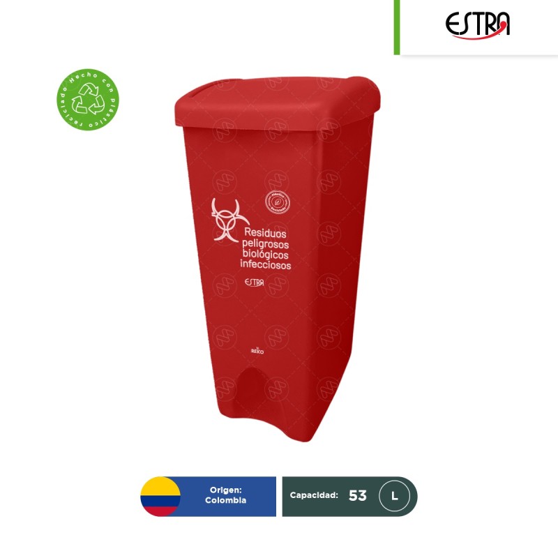 Bote de basura tapa vaivén Estra MR RPBI 53 L
