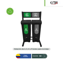 Estación ecológica 2 a 5 divisiones con botes de basura tapa vaiven Estra 53 L