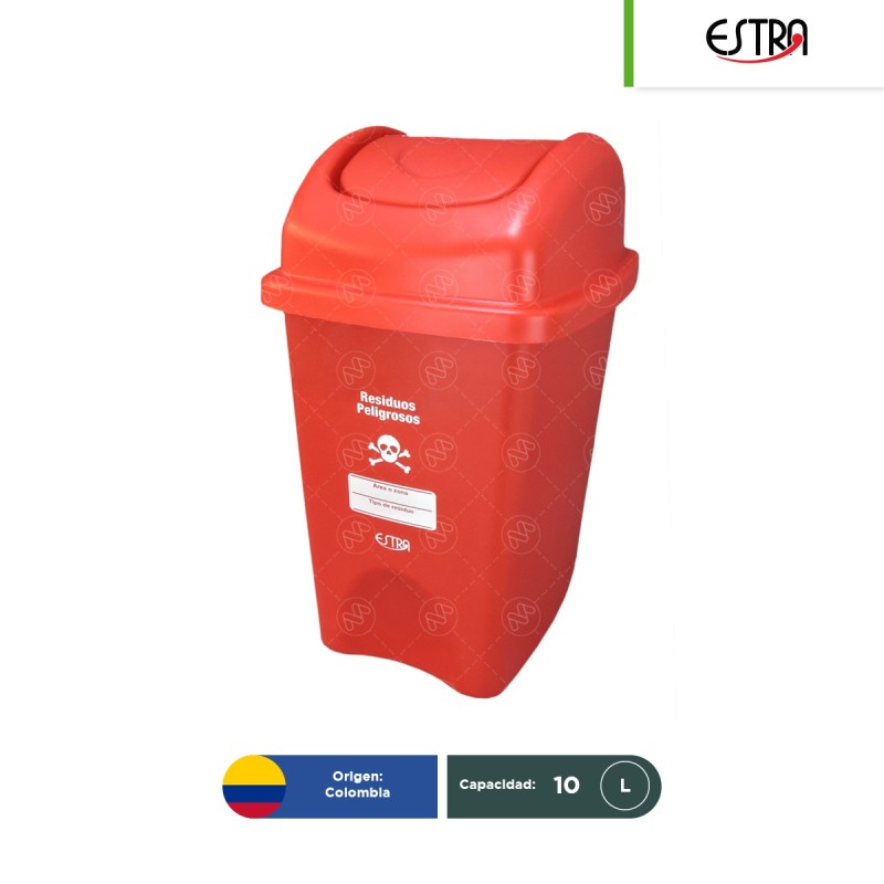 Bote de basura tapa vaivén Estra RPBI 10 L